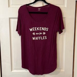 Old Navy Maroon Weekends are for Waffles Tee